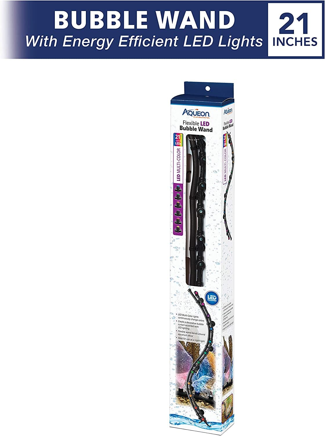 Aqueon Flexible LED Bubble Wand Multi Color - 21 in  