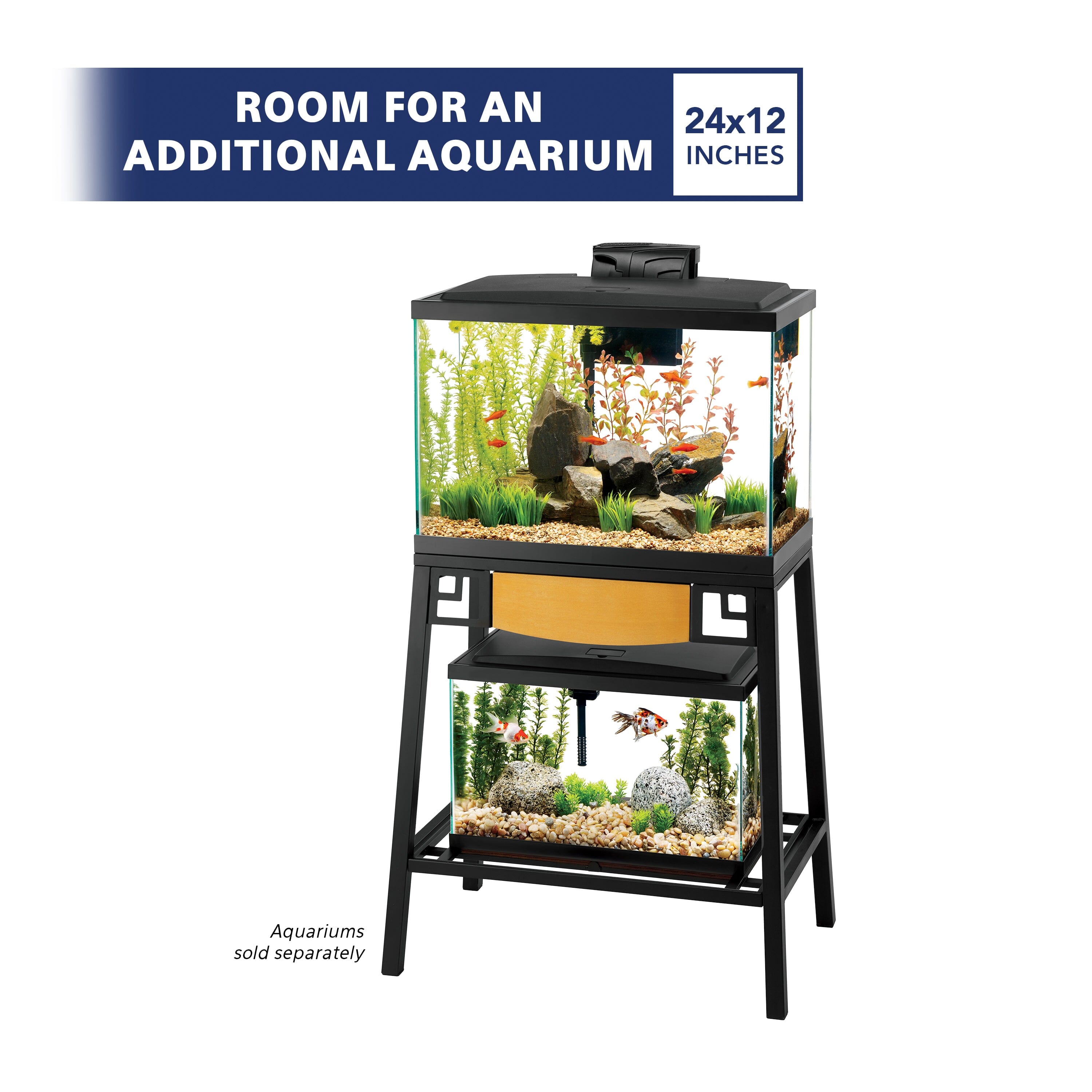 Aqueon Forge Metal Aquarium Stands - Black/Brown - 24 X 12 in  