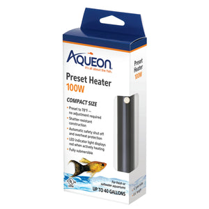 Aqueon Preset Aquarium Heater - Black - Up To 30 gal - 100 W