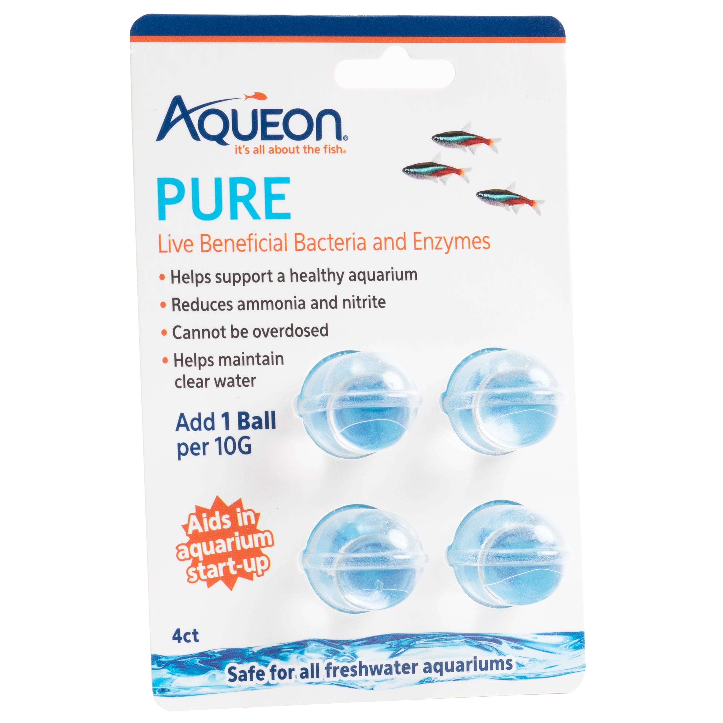 Aqueon PURE Live Beneficial Bacteria - 4 Pack - 6 Count - 10 gal  