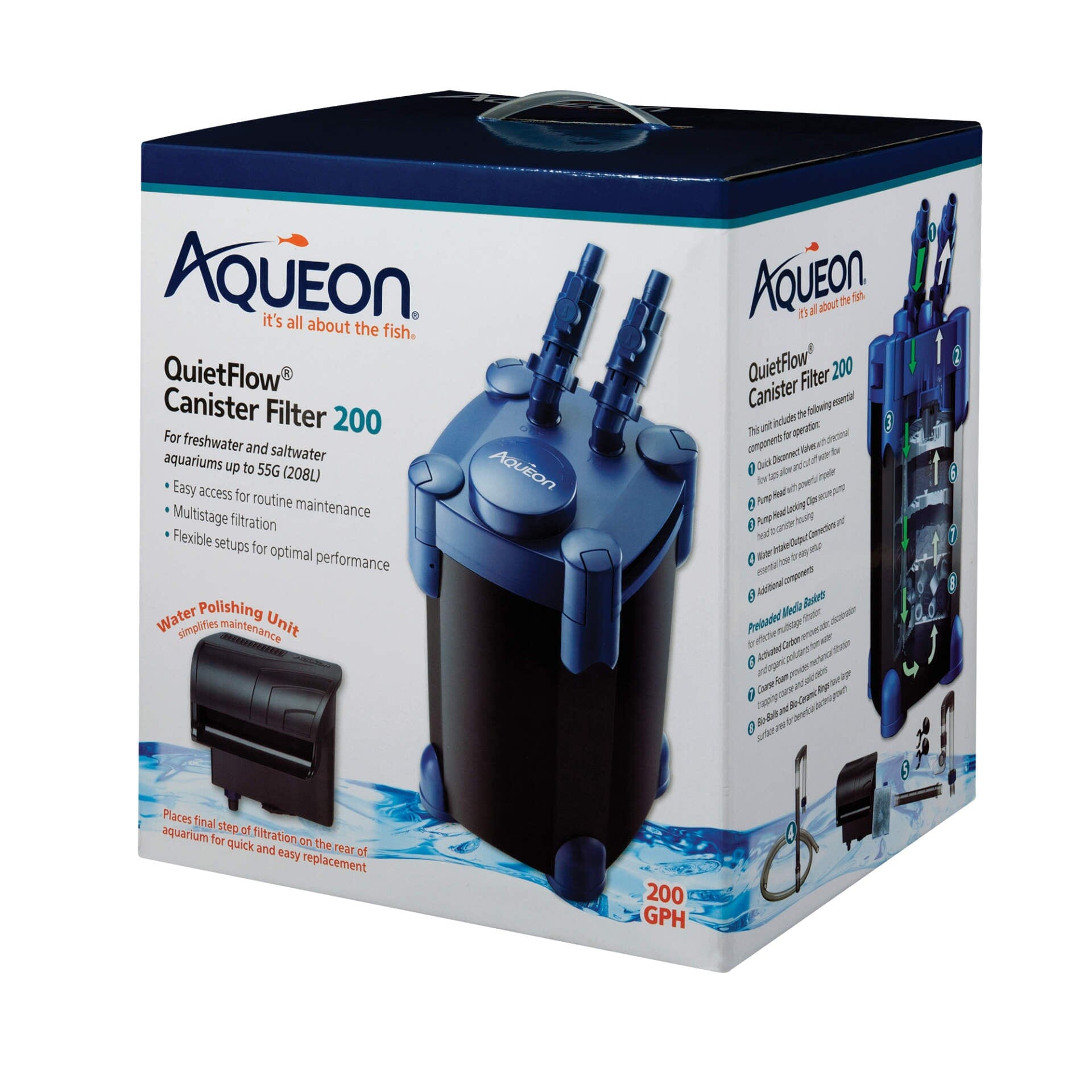 Aqueon QuietFlow Canister Filter - Up To 55 gal  