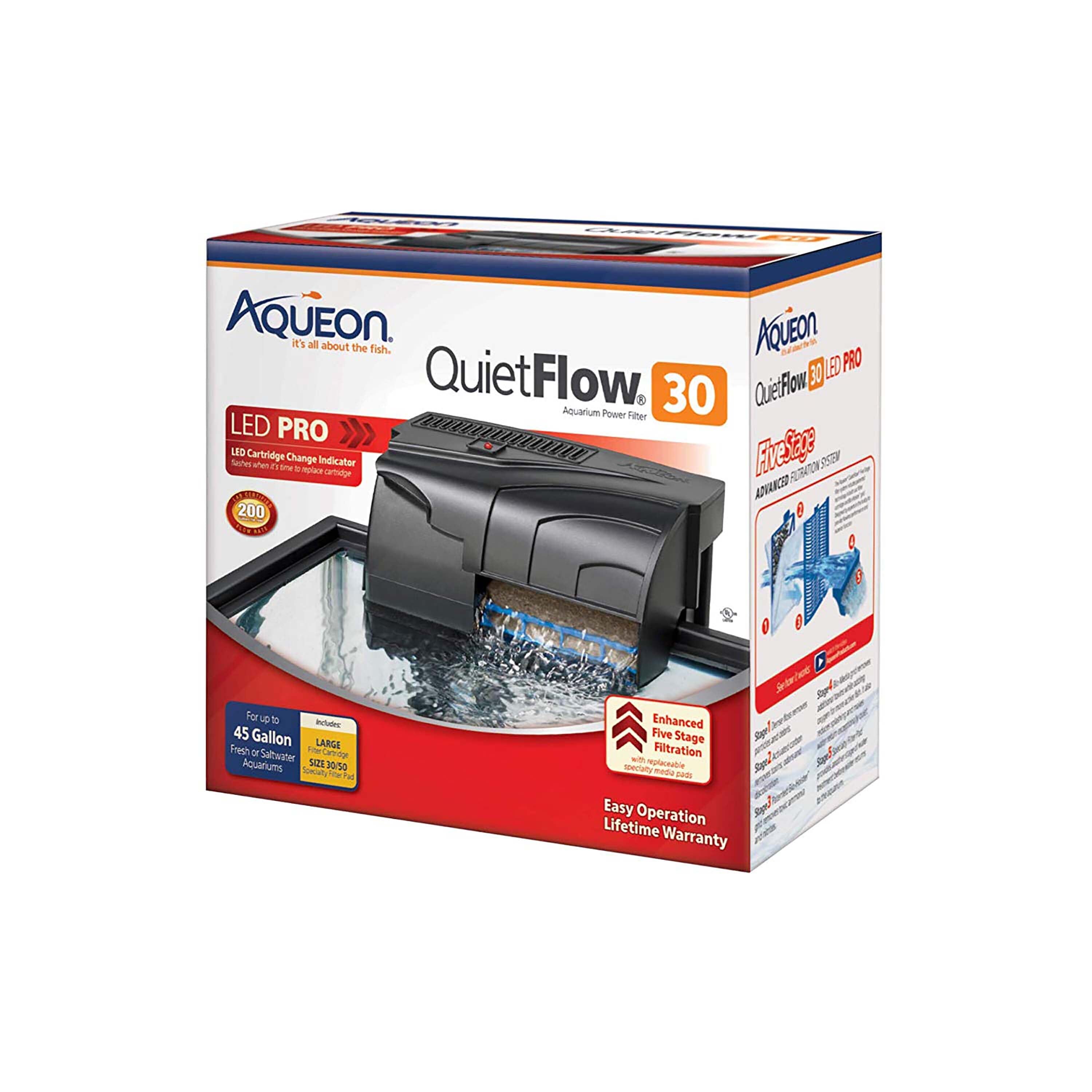 Aqueon QuietFlow LED PRO Aquarium Power Filter - Size 30  