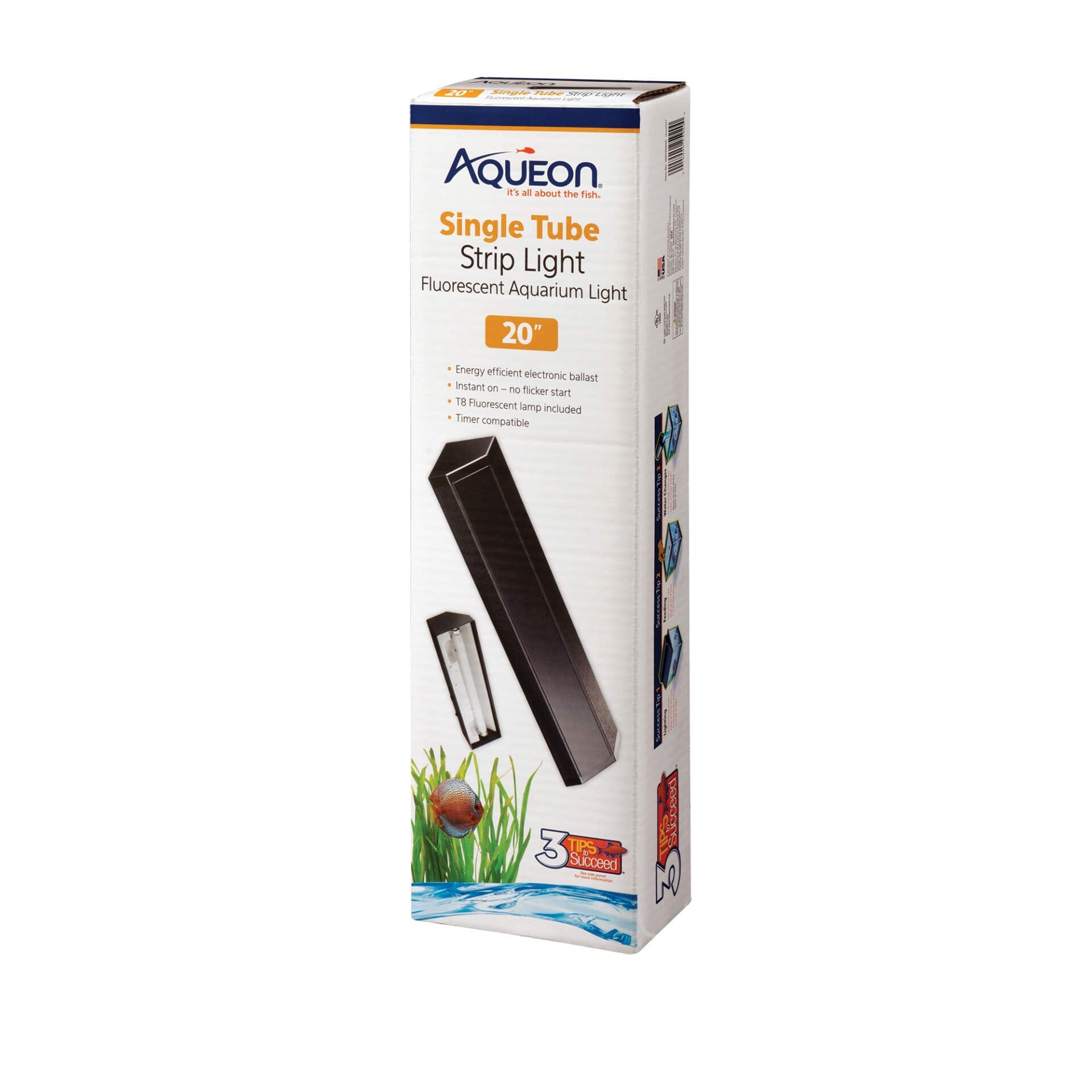 Aqueon T8 Fluorescent Strip Lights - Black - 20 in  