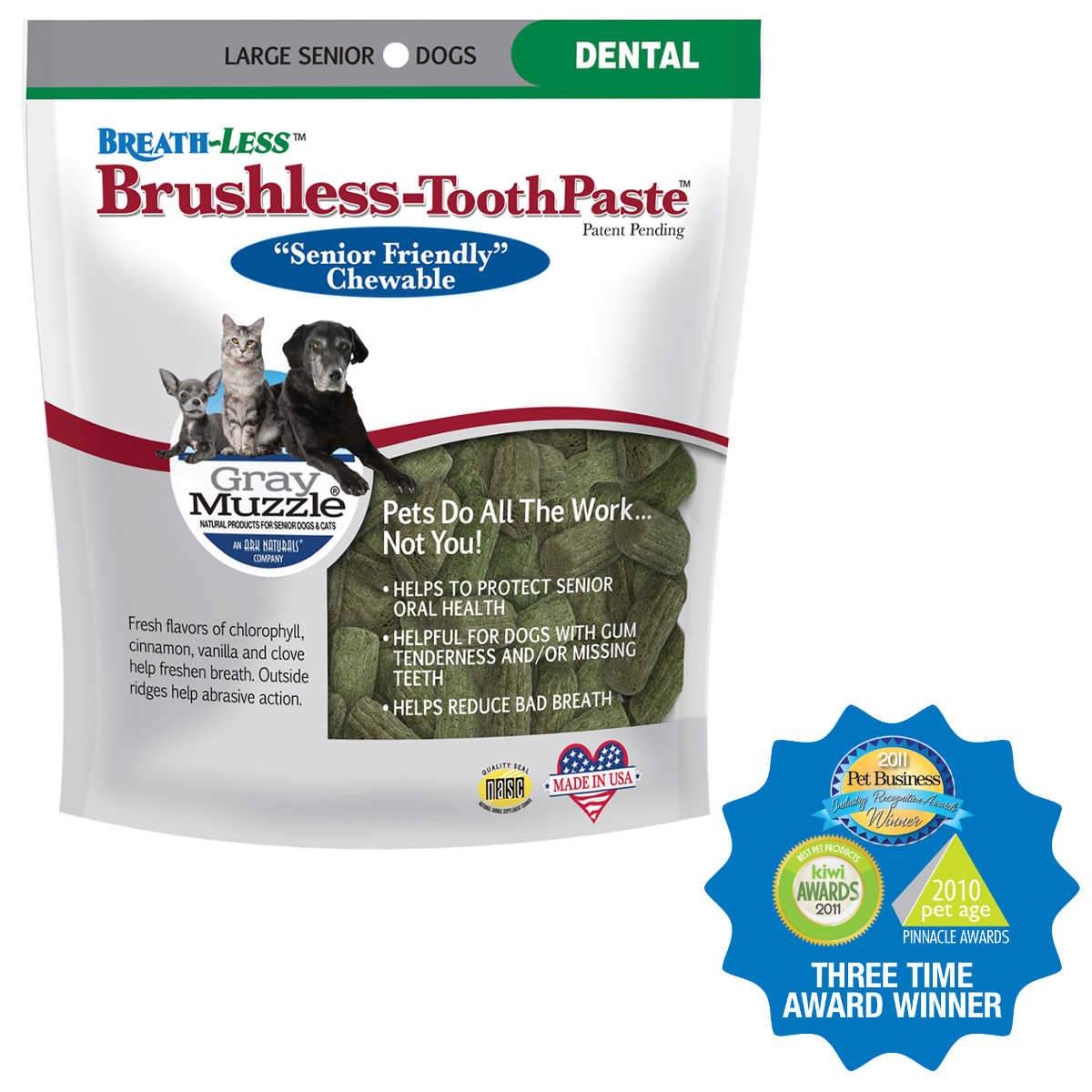 Ark Natural's Breathless Brushless Toothpaste Large Cat and Dog Dental Care - 7.8 oz Bag  