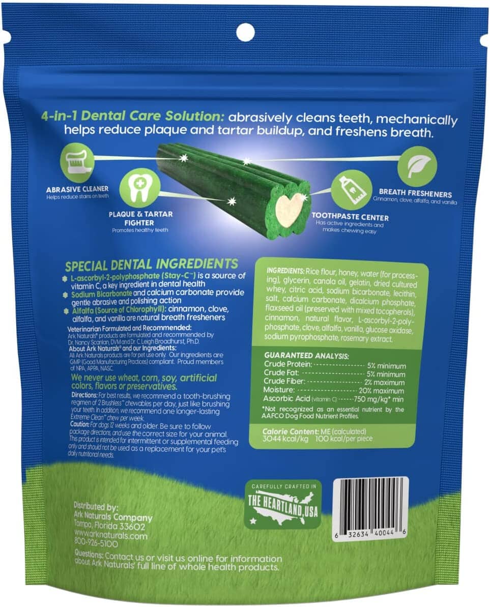 Ark Naturals Brushless Toothpaste Dental Dog Chews - Extra Large - 24 Oz  