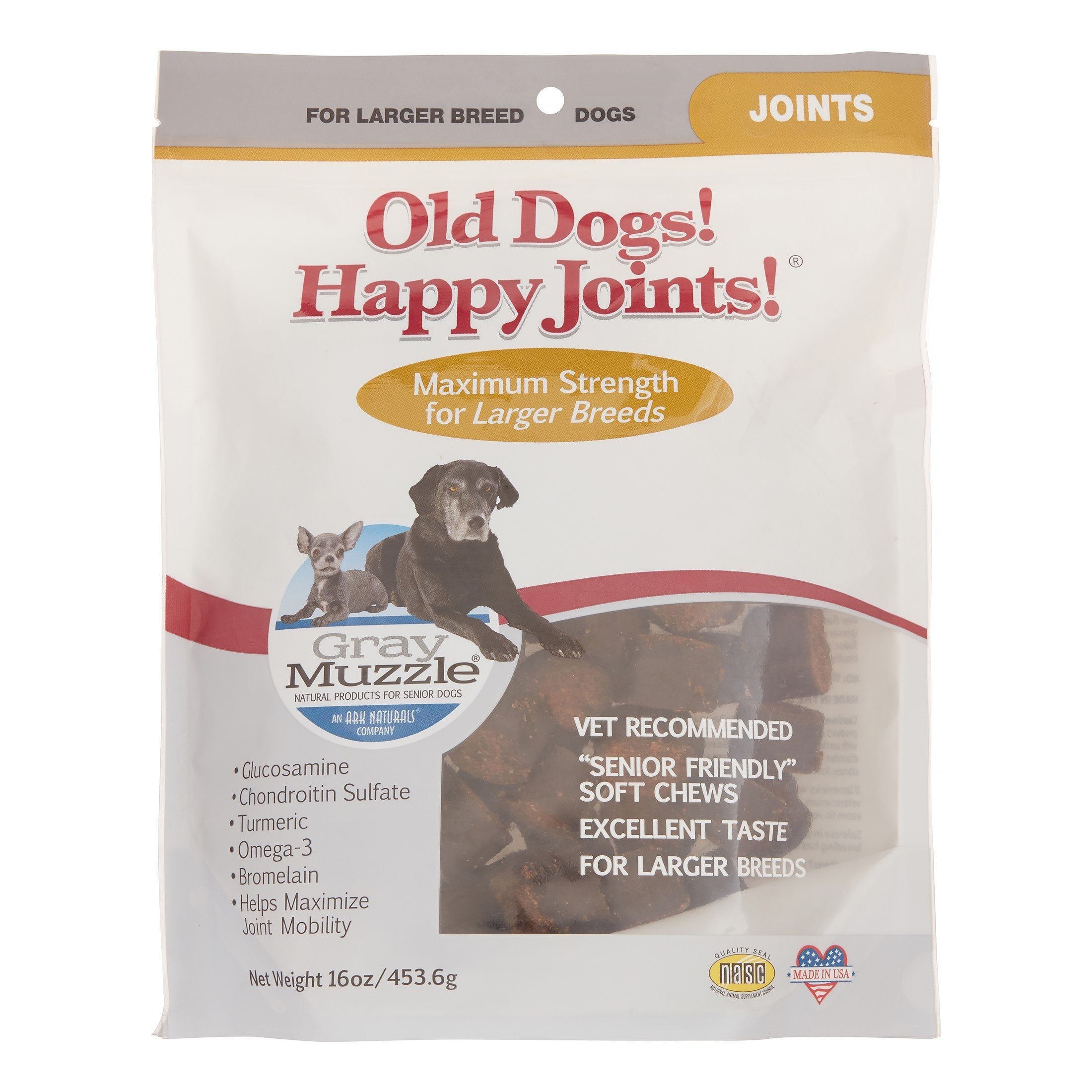 Ark Natural's Old Dog! Happy Joints! Maximum Strength Soft and Chewy Dog Treats - 16 oz Bag  