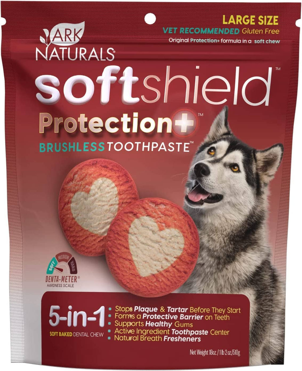 Ark Naturals Soft Shield Protection+ Brushless Toothpaste Dental Dog Chews - Large - 18...