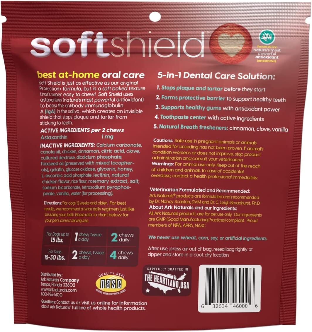 Ark Naturals Soft Shield Protection+ Brushless Toothpaste Dental Dog Chews - Small - 12 Oz  