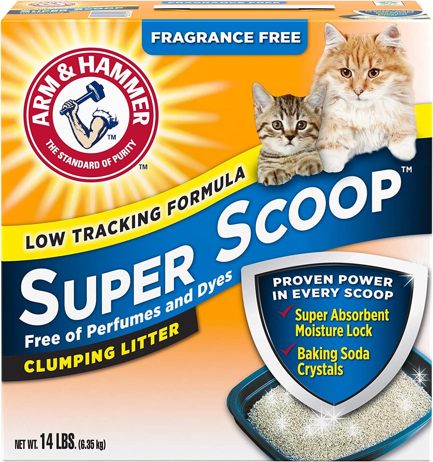 Arm & Hammer Super Scoop Clumping Cat Litter - Fragrance Free - 14 Lbs - 3 Pack  