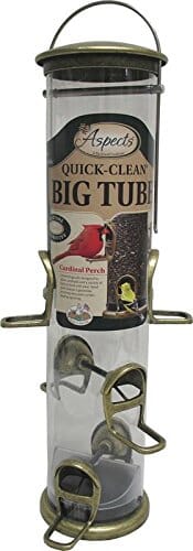 Aspects Quick-Clean Big Tube Mixed Seed Tube Type Bird Feeder - Antique Brass - 3.5 Qt Cap  