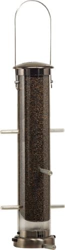 Aspects Quick-Clean Tube Nyjer Tubed Wild Bird Feeder - Brushed Nickel - 1.25 Qt Cap