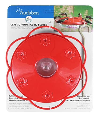 Audubon Classic Plastic Hummingbird Dish Feeder - Red - 12 Oz Cap