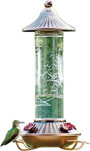 Audubon Embossed Glass Hummingbird Feeder - Bronze - 14 Oz  