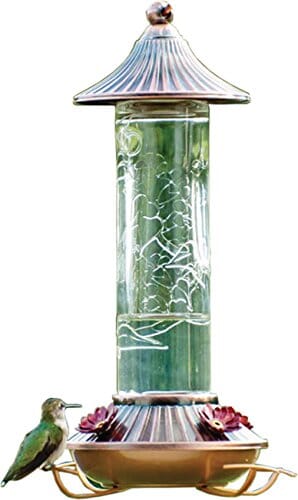 Audubon Embossed Glass Hummingbird Feeder - Bronze - 14 Oz