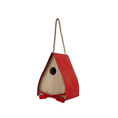 Audubon Lake & Cabin Red Canoe Wren Wild Bird House - Red  