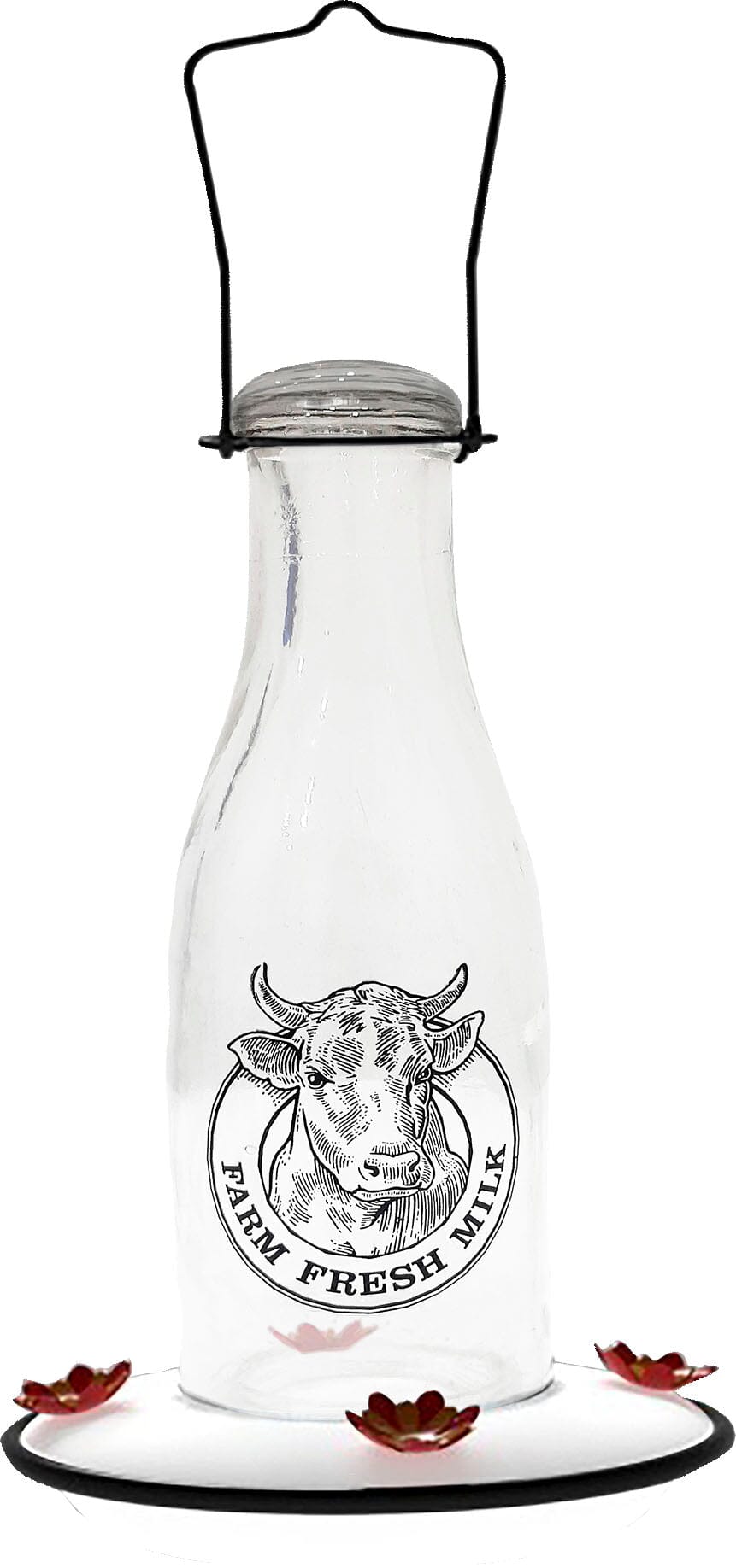 Audubon Milkhouse Vintage Glass Hummingbird Feeder - White - 28 Oz Cap - 4 Pack  