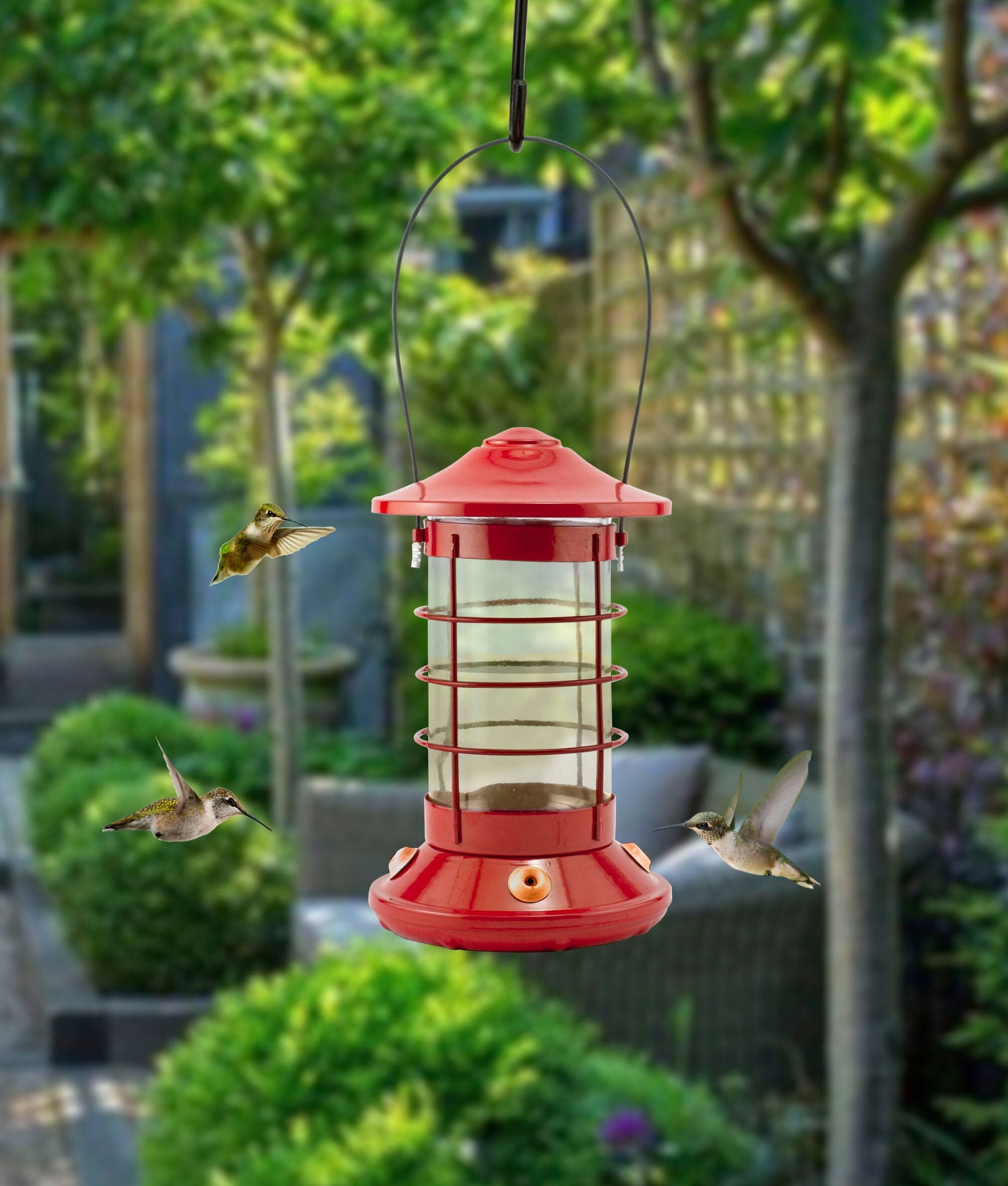 Audubon Modern Farmhouse Port Light Hummingbird Feeder - Red - 26 Oz  