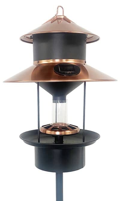 Audubon Modern Farmhouse Solar Gaslight Tube Type Bird Feeder Mixed Seed - 4 Lbs Cap  