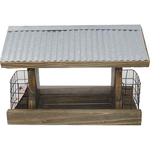 Audubon Rustic Farmhouse Ranch Feeder with Suet Cages Wooden Hopper Wild Bird Feeder - Natural - 4 Lbs Cap  