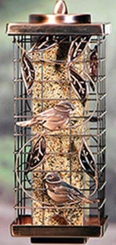 Audubon Squirrel-Resistant Caged Tube Tubed Wild Bird Feeder - Copper - 2 Lbs Cap