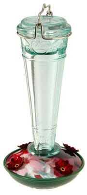 Audubon Torchiere Glass Hummingbird Feeder - Clear/Green - 8 Oz Cap  