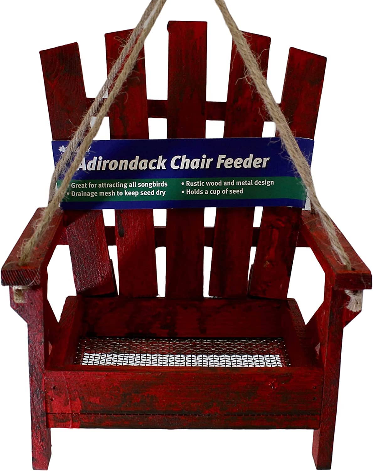 Backyard Essentials Adirondack Chair Wild Bird Feeder - Red - 6.69 X 7.48 X 9.06  