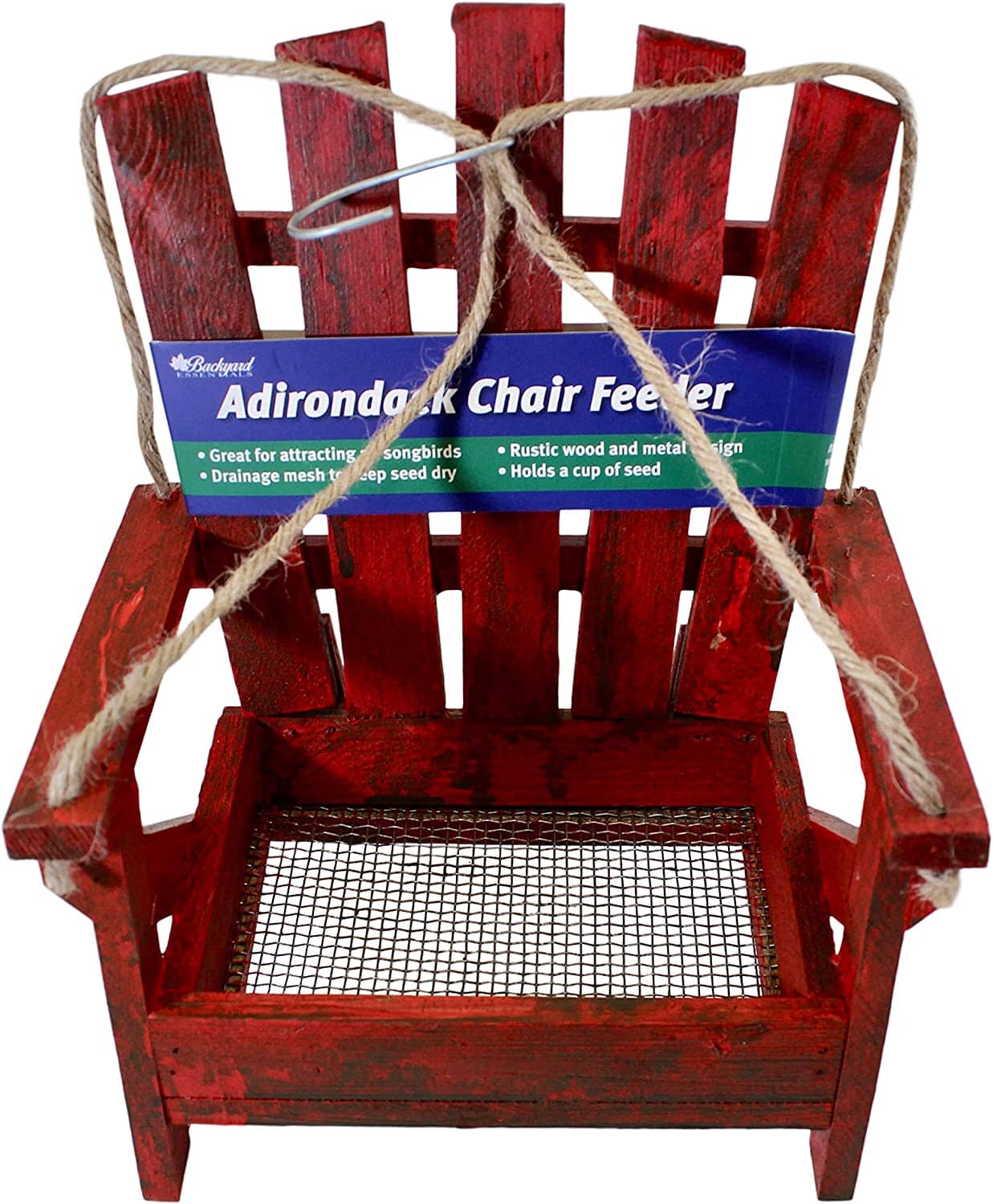 Backyard Essentials Adirondack Chair Wild Bird Feeder - Red - 6.69 X 7.48 X 9.06  