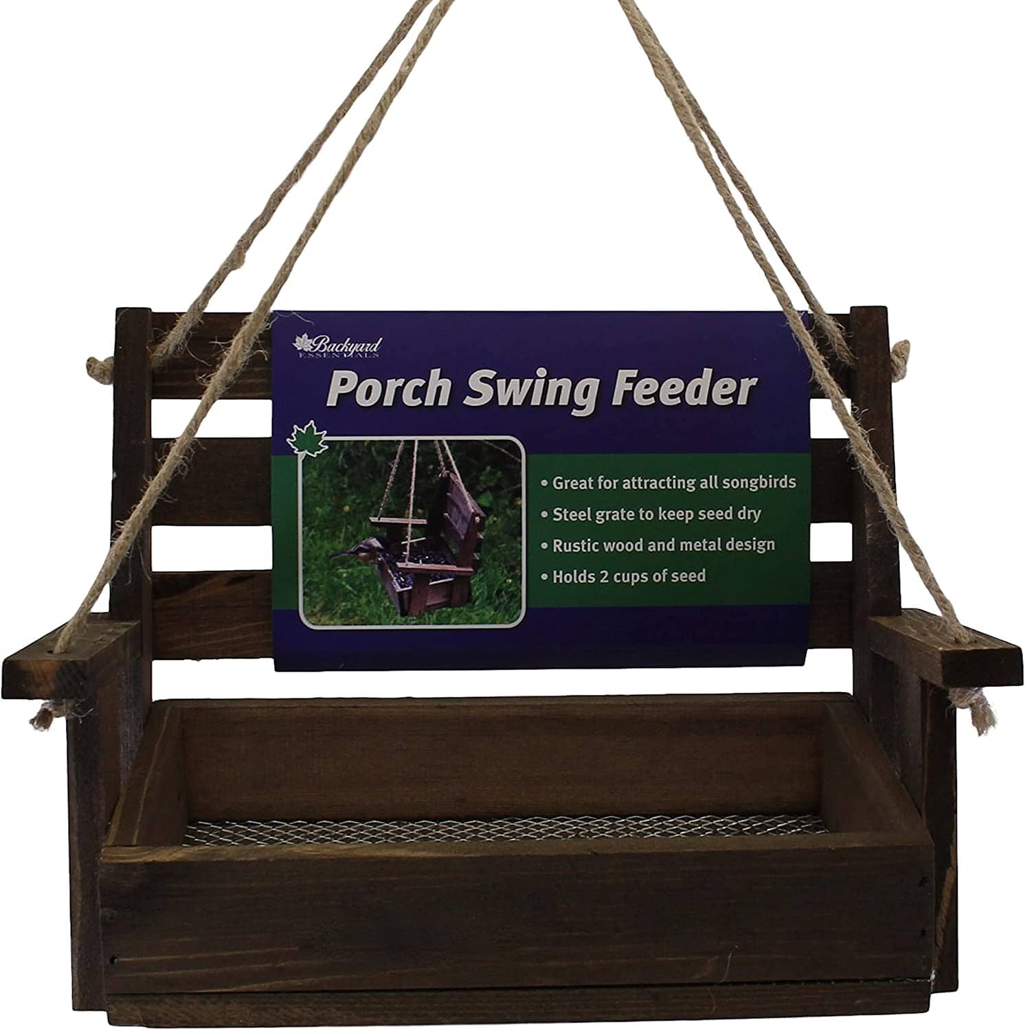 Backyard Essentials Hanging Porch Swing Wild Bird Feeder - Brown - 4.63 X 8.36 X 5.75  