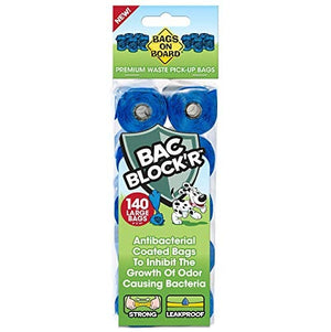 Bags On Board Bac Block'R Refill Bags Dog Wastebags - Blue - 140 Count