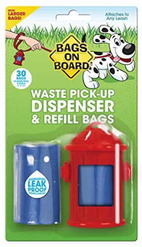 Bags On Board Waste Bag Dispenser Fire Hydrant - Red - 30 Pack
