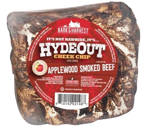 Bark + Harvest by Superior Farms HydeOut Beef Cheek Chips Applewood Smoke Flavored - 20ct Case Dog Natural Chews - Display Box - Case of 20  