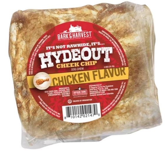 Bark + Harvest by Superior Farms HydeOut Beef Cheek Chips Chicken Flavored - 20ct Case Dog Natural Chews - Display Box - Case of 20  