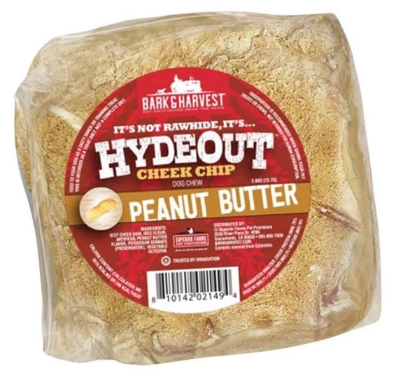 Bark + Harvest by Superior Farms HydeOut Beef Cheek Chips Peanut Butter Flavored Dog Natural Chews - 3ct Bag  