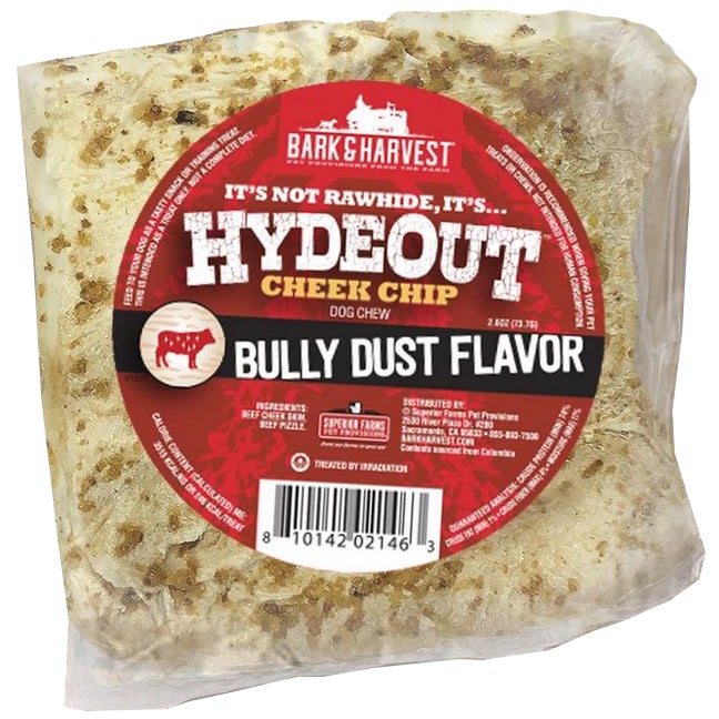 Bark + Harvest by Superior Farms HydeOut Beef Cheek Chips with Bully Dust - 20ct Case Dog Natural Chews - Display Box - Case of 20  