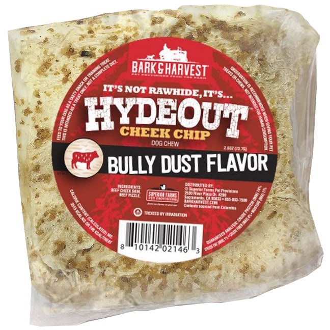 Bark + Harvest by Superior Farms HydeOut Beef Cheek Chips with Bully Dust - 20ct Case D...