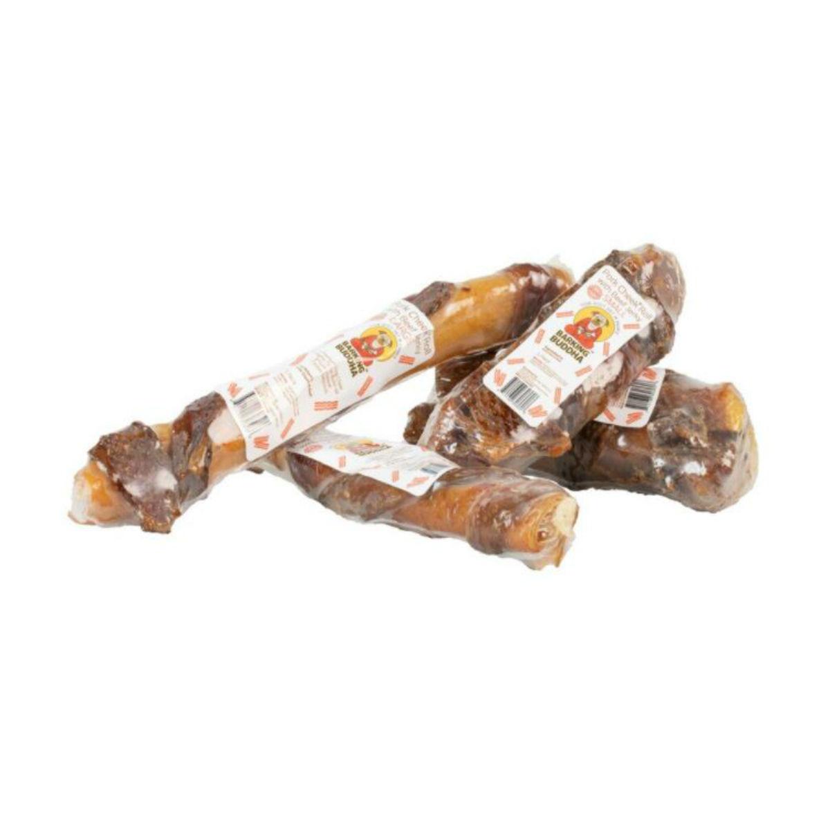 Barking Buddha Pork Cheek Roll with Beef Jerky Small Natural Dog Chews - 24 Count  