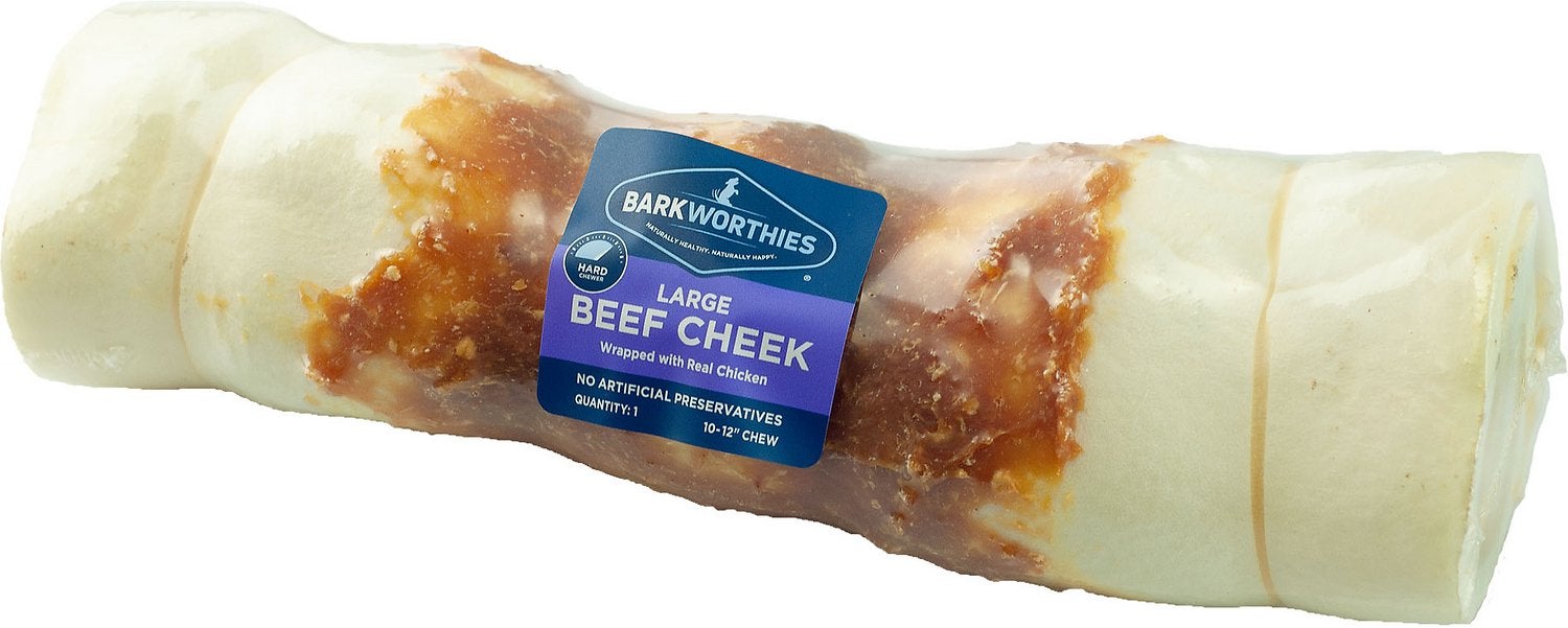 Barkworthies 10 Dog Bone - 12” Large Beef Cheek Wrapped with Real Chicken - 6 ct Case - Case of 1  