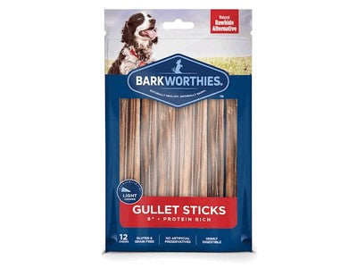 Barkworthies Beef Gullet Sticks 6'' inch Dog Chews - (12pk SURP)  