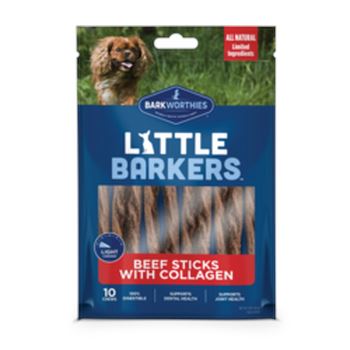 Barkworthies Little Barkers Beef Sticks with Collagen 10 pack Natural Dog Chews  