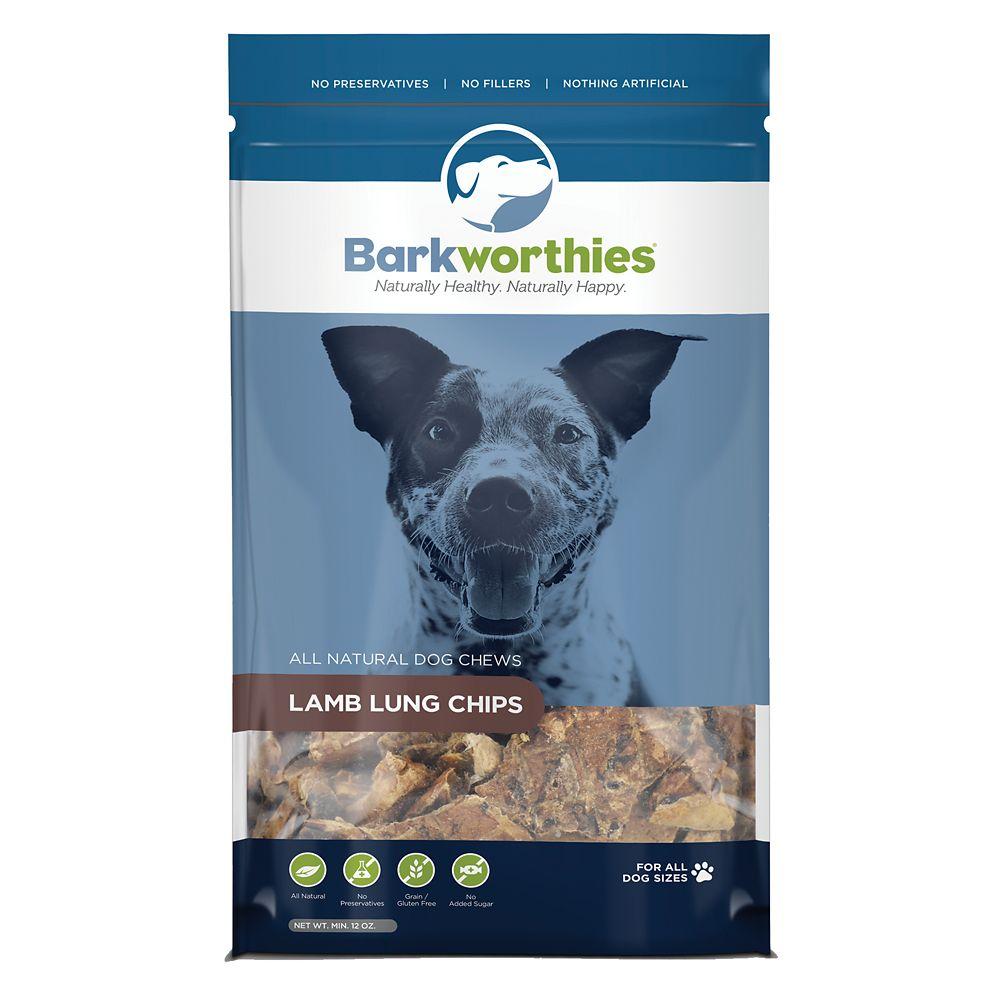 Barkworthies Lamb Lung Chips Dog Chew Treat - 12 oz Bag  