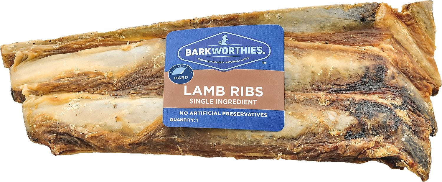 Barkworthies Lamb Ribs Dog Chew Treat - 15 ct Case - Case of 1  