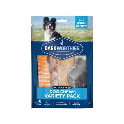 Barkworthies Medium Variety Pack Dog Chew Treats -  