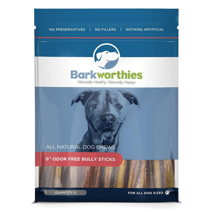 Barkworthies Odor Free Bagged Dog Bully Sticks 6'' - 5 Pack SURP