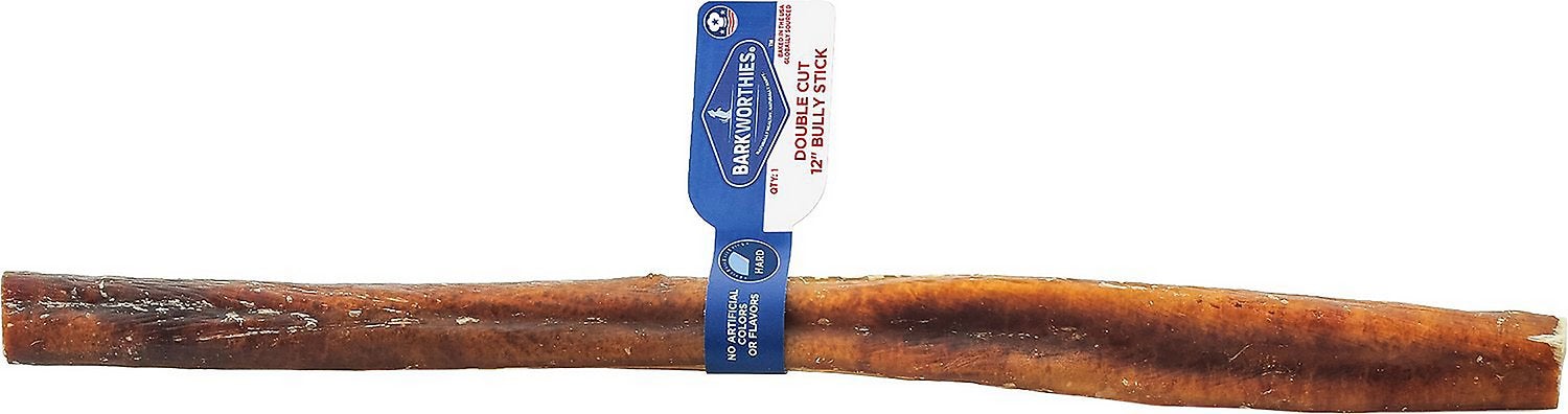 Barkworthies Premium Odor Free Dog Bully Sticks - 12" Double Cut - 25 ct Case - Case of 1