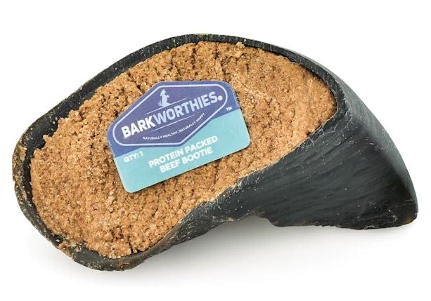 Barkworthies Protein Packed Beef Booties with Bully Blend Beef Stuffed Cow Hooves - Case of 20