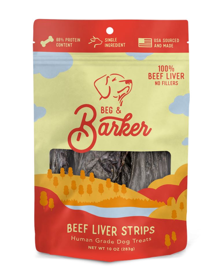 Beg & Barker Strips Beef Liver Air-Dried Dog Treats - 1 Oz - 12 Pack  