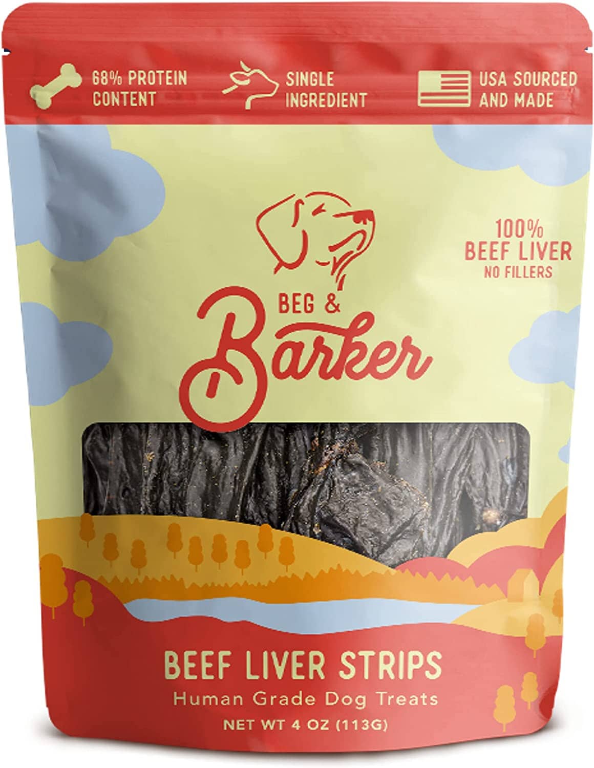 Beg & Barker Strips Beef Liver Air-Dried Dog Treats - 4 Oz  