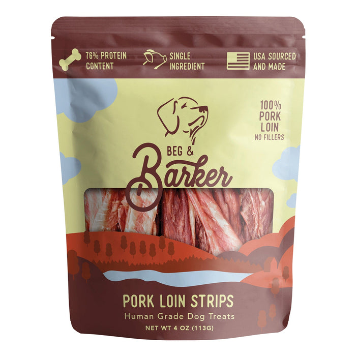 Beg & Barker Strips Pork Loin Air-Dried Dog Treats - 1 Oz - 12 Pack