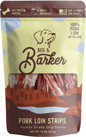 Beg & Barker Strips Pork Loin Air-Dried Dog Treats - 10 Oz