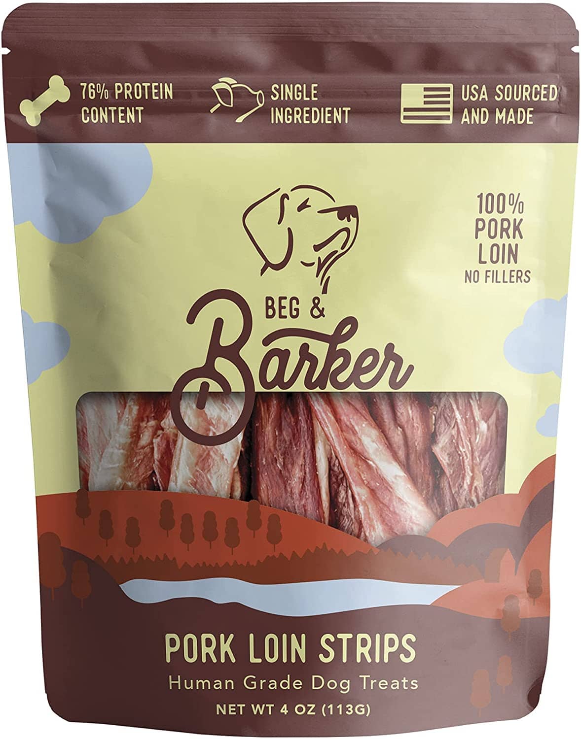 Beg & Barker Strips Pork Loin Air-Dried Dog Treats - 4 Oz  